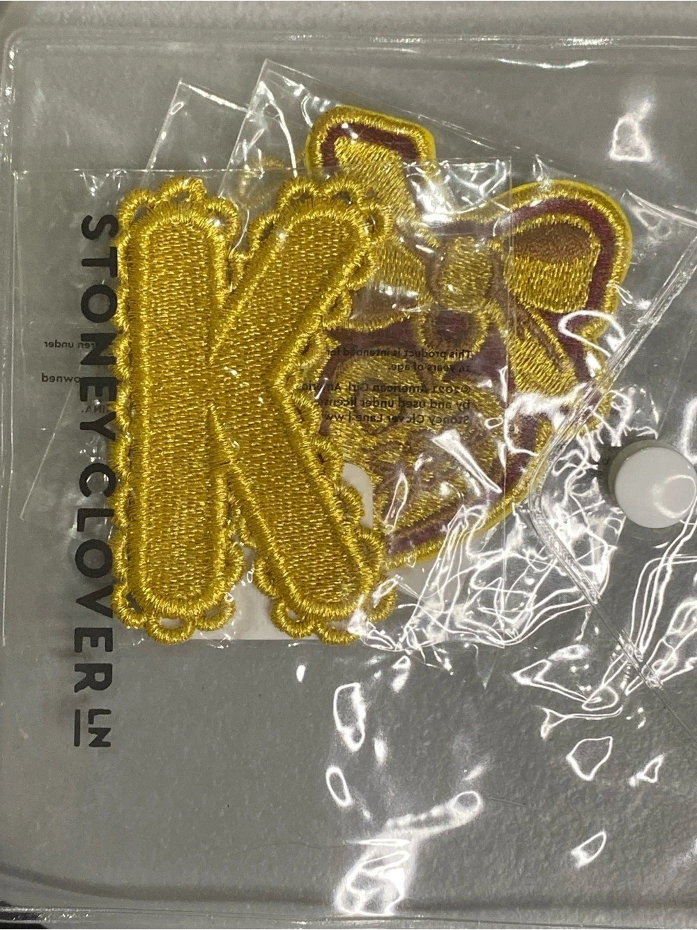 Stoney Clover Lane Gold Scalloped Letter Patch Gold & Brown